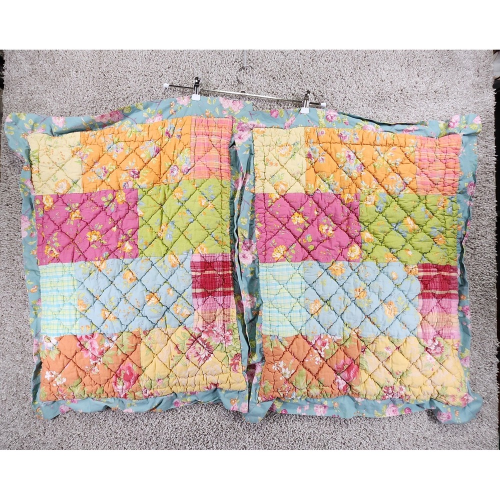 The Company Store Pillow Sham Set Multi Floral Patchwork Quilted Cottagecore